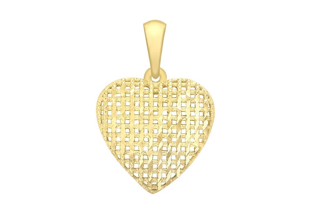 9ct Yellow Gold Diamond Cut Heart Pendant