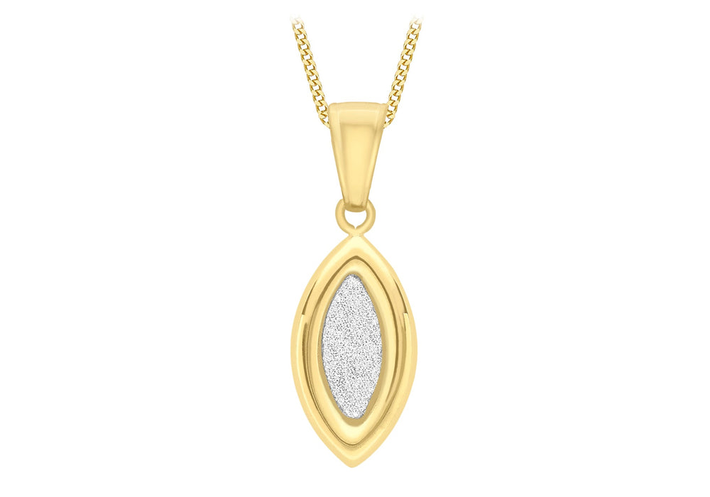 9ct Yellow Gold 8mm x 23mm Ellipse Stardust Pendant