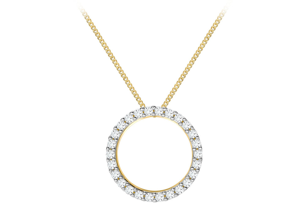 9ct Yellow Gold Zirconia  Set Circle Slider Pendant