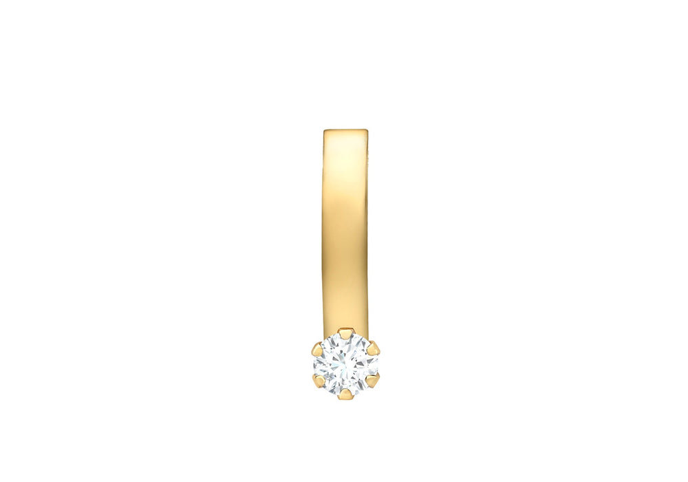 9ct Yellow Gold Zirconia  2mm urved Bar Pendant