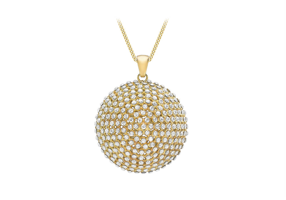 9ct Yellow Gold Zirconia  26mm Dome Pendant