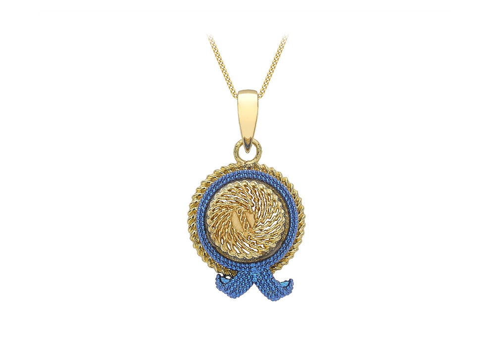 9ct Yellow Gold Blue Boater Hat Pendant