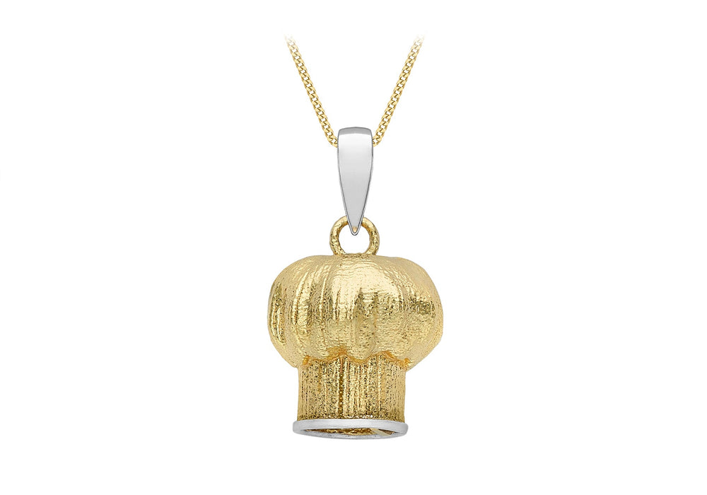 9ct 2-Tone Gold Chef's Hat Pendant