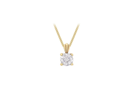 9ct Yellow Gold 4mm Round Zirconia  Pendant