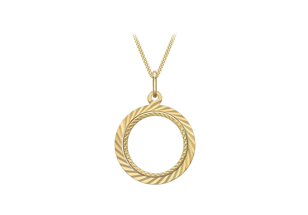 9ct Yellow Gold Diamond Cut Coin Mount Pendant