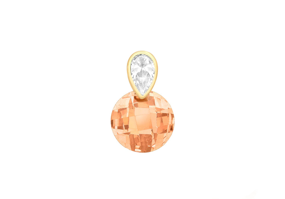 9ct Yellow Gold Orange and White Zirconia  Round Pendant