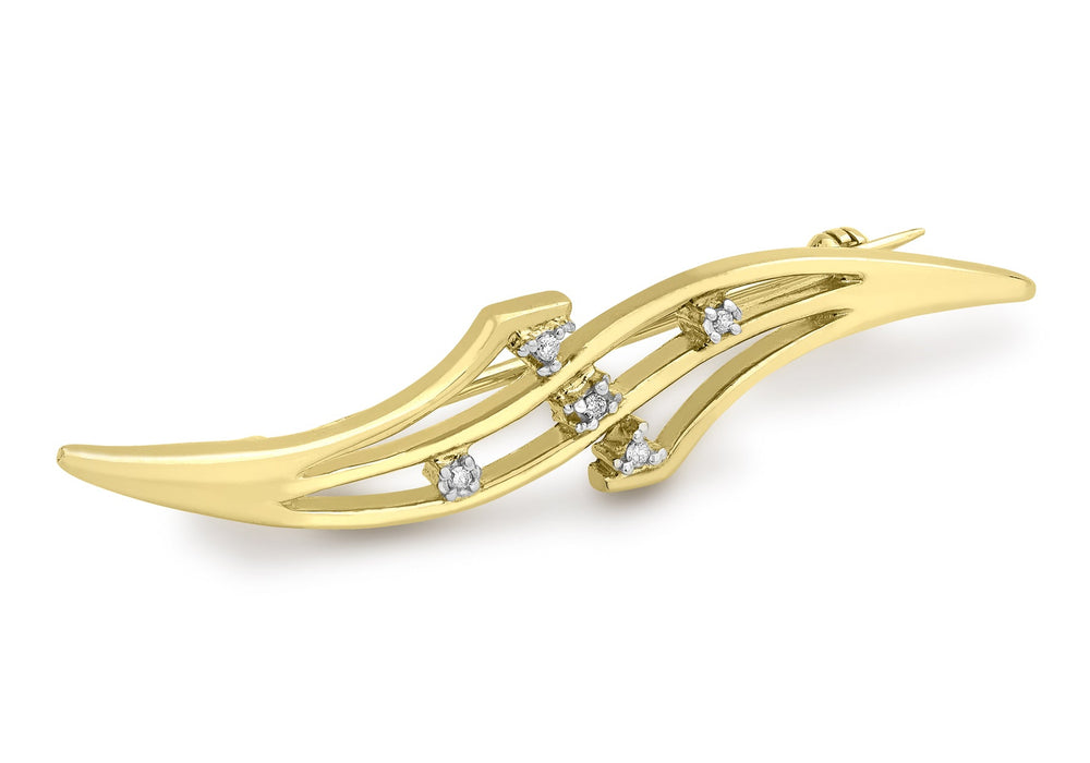 9ct Yellow Gold 0.03t Diamond Satter Brooh9