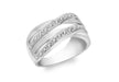 9ct White Gold 0.17t Diamond Crossover Satin Ring