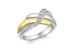 9ct 2-Colour Gold 0.13t Diamond Crossover Ring