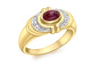 9ct Yellow Gold 0.02t Diamond and Cabochon Ruby Ring