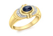 9ct Yellow Gold 0.02ct Diamond and Cabochon Sapphire Ring