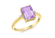 9ct Yellow Gold 0.01t Diamond and Amethyst Rectangular Ring