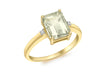 9ct Yellow Gold 0.01t Diamond and Green Amethyst Rectangular Ring