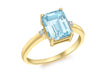 9ct Yellow Gold 0.01t Diamond and Blue Topaz Rectangular Ring