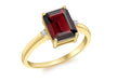 9ct Yellow Gold 0.01t Diamond and Garnet Rectangular Ring