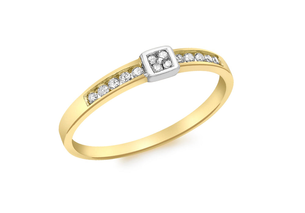 9ct 2-Colour Gold 0.13t Diamond Channel Set Ring