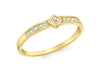 9ct Yellow Gold 0.13ct Diamond Off Set Square Ring