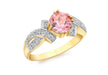 9ct Yellow Gold 0.12t Diamond and Azoti Estasy Topaz and Ring