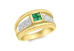 9ct Yellow Gold 0.07t Diamond and Emerald Ring