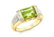 9ct Yellow Gold 0.04t Diamond and Peridot Ring