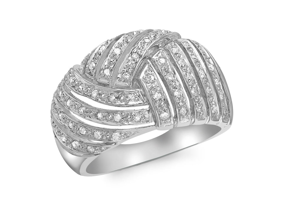 9ct White Gold 0.36t Diamond Stripe Dome Ring