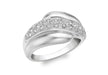 9ct White Gold 0.28t Pave Set Diamond Satin Ring