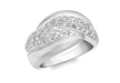 9ct White Gold 0.60t Pave Set Diamond Crossover Satin Ring