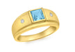 9ct Yellow Gold 0.05t Diamond and Square Topaz Ring