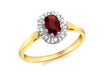 9ct Yellow Gold 0.08t Diamond and Garnet Cluster Ring