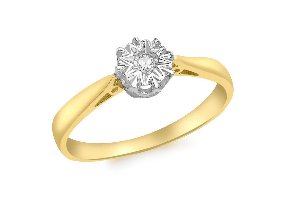 9ct Yellow Gold 0.02t Single Set Diamond Star Ring