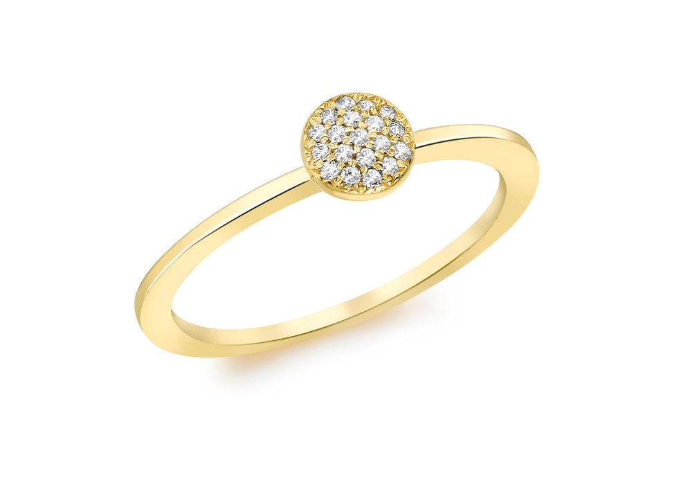 9ct Yellow Gold 0.05t Pave Set Diamond Round Shaped Ring