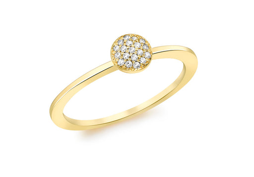 9ct Yellow Gold 0.05t Pave Set Diamond Round Shaped Ring