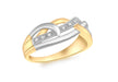 9ct 2-Colour Gold 0.05t Diamond Crossover Ring