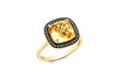 9ct Yellow Gold 0.14t Black Diamond and ushion Cut   13mm x 13mm Ring