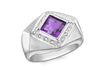 9ct White Gold 0.11t Diamond and Amethyst Ring