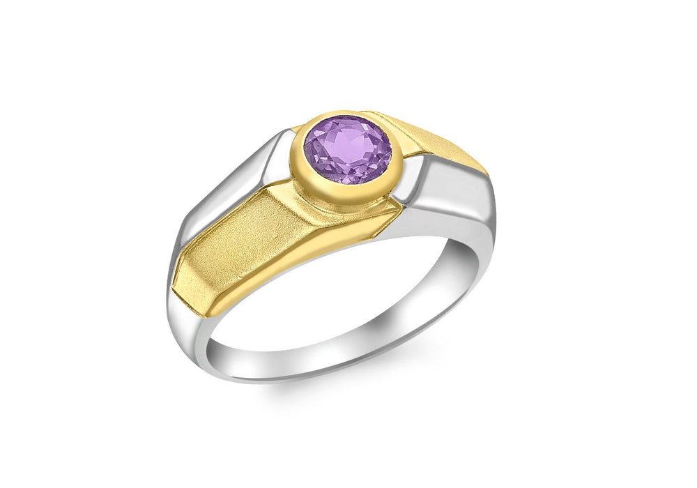 9ct White and Yellow Gold Amethyst Ring