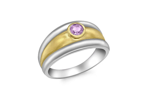 9ct Yellow and White Gold Amethyst Ring