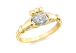 9ct Yellow Gold 0.01ct Diamond Claddagh Ring