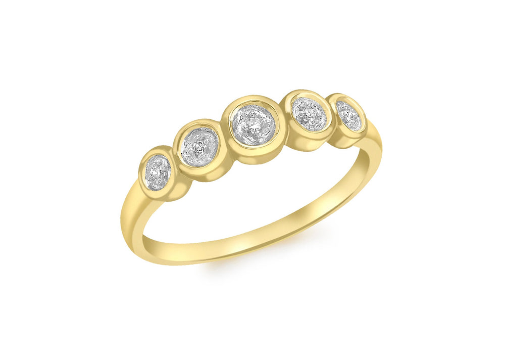 9ct Yellow Gold 0.02t Five Diamond Ring