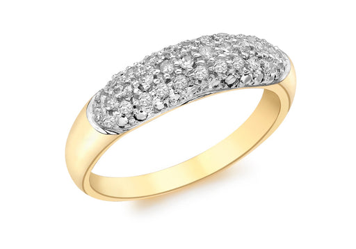 9ct Yellow Gold 0.25t Pave Set Diamond Ring