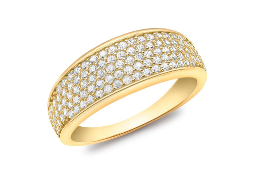 9ct Yellow Gold Zirconia  Pave Set Tapered Ring