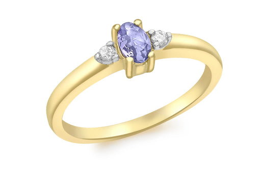 9ct Yellow Gold 0.05t Diamond and Tanzanite Ring