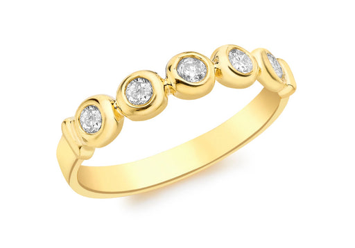 9ct Yellow Gold 0.20ct Diamond 5-Stone Doughnut Ring