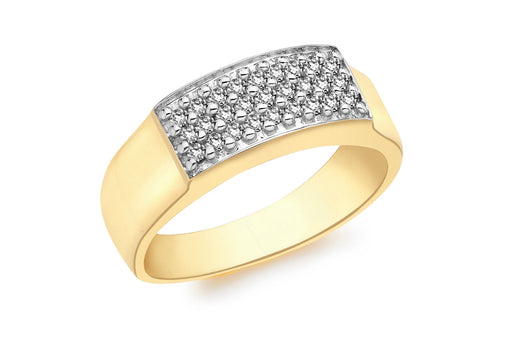 9ct Yellow Gold 0.15t Pave Set Diamond Rectangular Ring