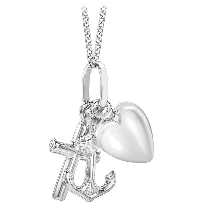 9ct White Gold Faith Hope & Charity Pendant