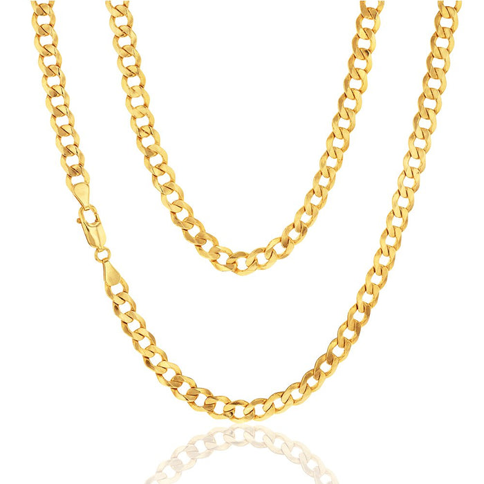 9ct Yellow Gold 160 Diamond Cut Flat Curb Chain