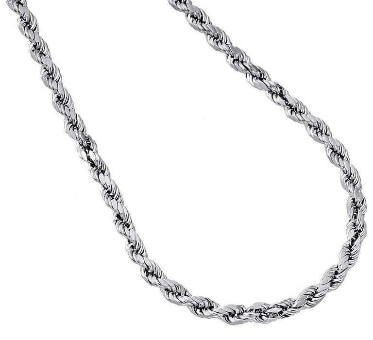 9ct White Gold 80 Diamond Cut Rope Chain