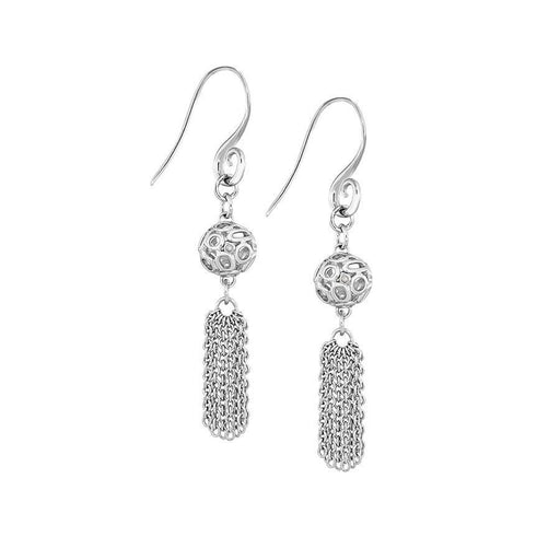 Rhodium Plated 0.01ct Diamond Diva Tassle Drop Earrings