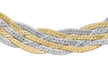 9ct 2-Colour Gold 6-Plait Textured Herringbone Necklace  41m/16"9