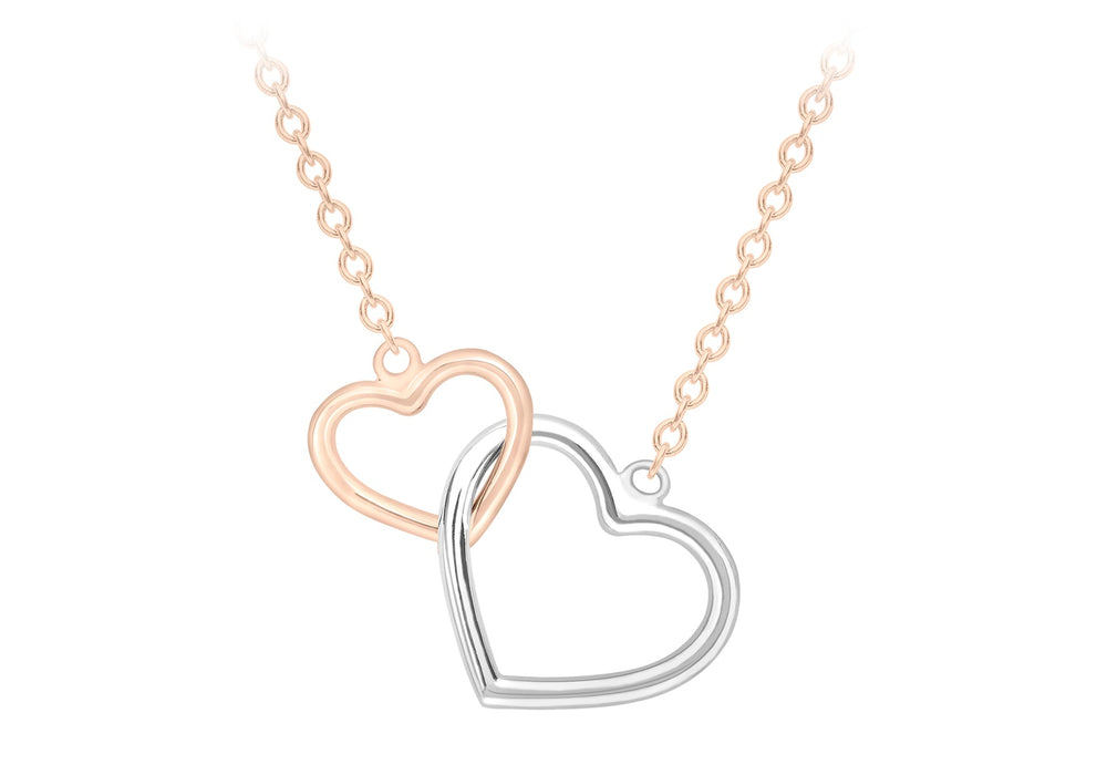 9ct 2-Colour Gold Interlocked Hearts Necklace